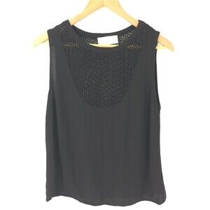 A.L.C Lace Crochet Top Womens Sleeveless Black Medium Viscose Blouse Edgy Modern